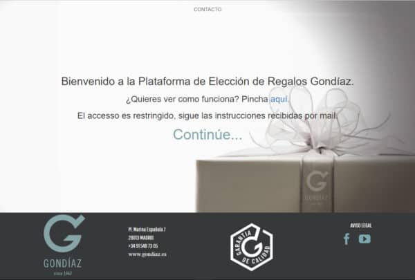 Plataforma online elección regalo Navidad empleados Gondíaz