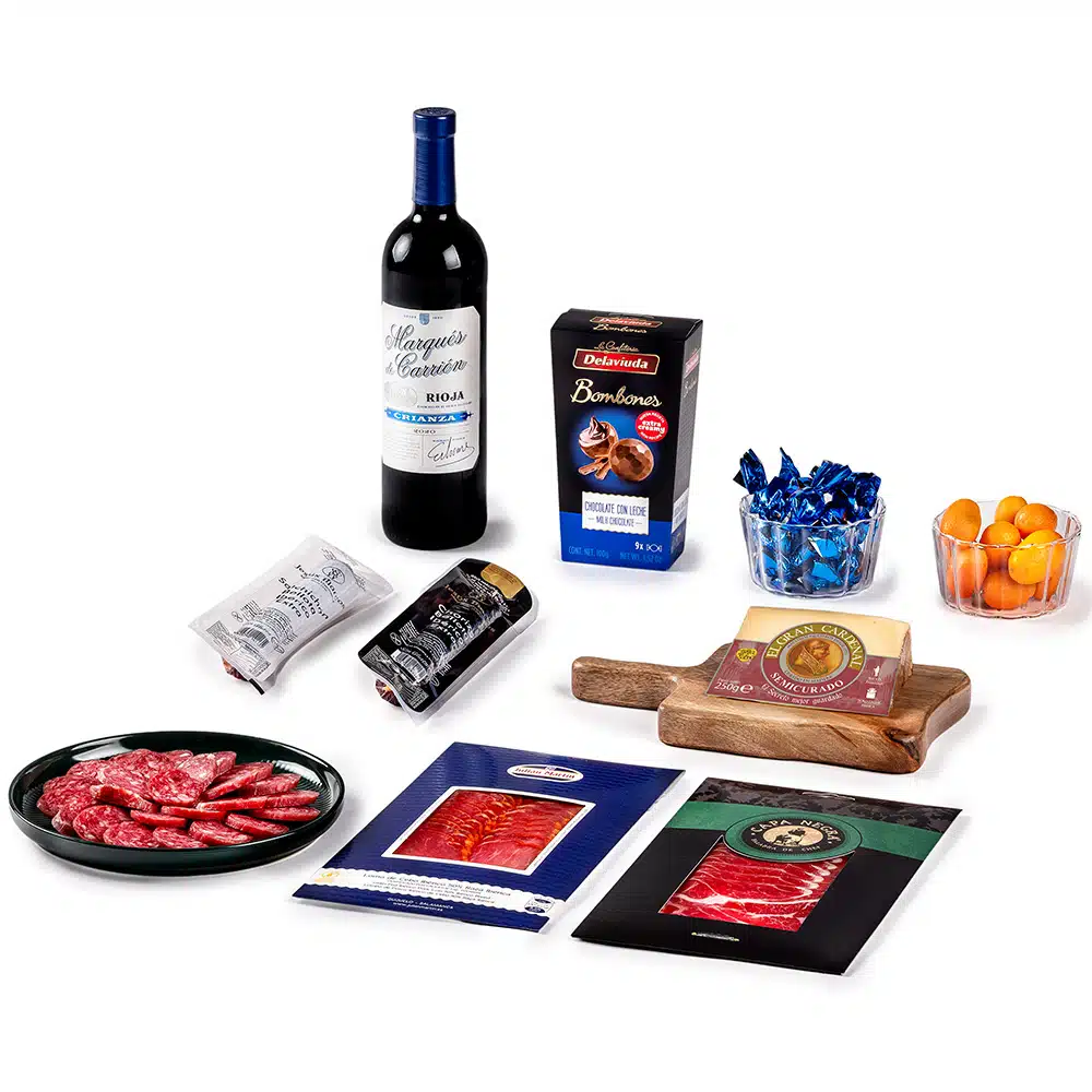 Lote Gourmet Gondíaz con Paleta de Cebo 50% Raza Ibérica CAPA NEGRA de JABUGO — regalo de Navidad para empresas — CL141
