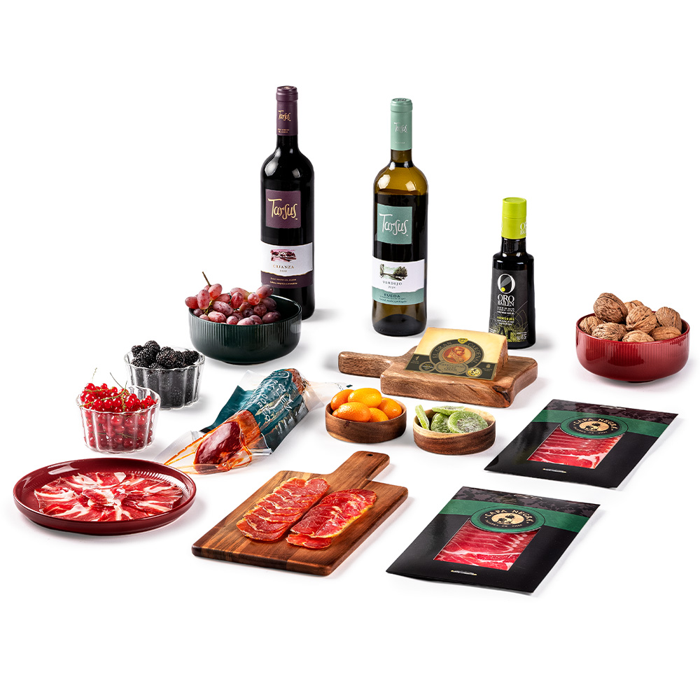 Lote Gourmet Gondíaz con Paleta de Cebo 50% Raza Ibérica CAPA NEGRA de JABUGO — regalo de Navidad para empresas — CL327