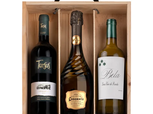 Estuche de Vino y Cava Gondíaz con Cava Ars Collecta de CODORNIU Blanc de Blancs — regalo de Navidad para empresas — ES404