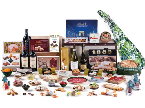 Cesta de Navidad Gondíaz con Jamón de Bellota 75% R.I. CASTRO Y GONZÁLEZ de 7,2 — regalo de Navidad para empresas — MB-BJ-SL