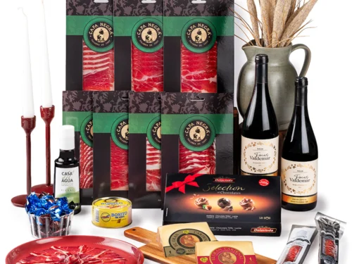 Lote de Navidad Gondíaz con Paleta de Cebo 50% Raza Ibérica CAPA NEGRA de JABUGO — regalo de Navidad para empresas — SD215